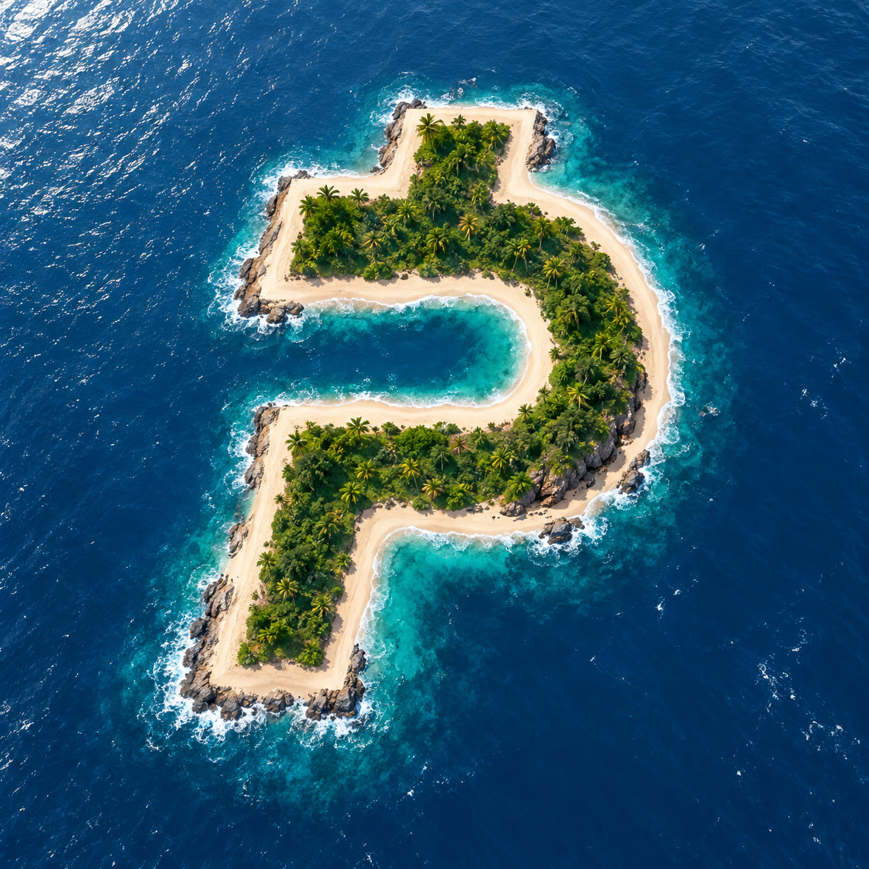 The first aerial photograph of the dollar-shaped island